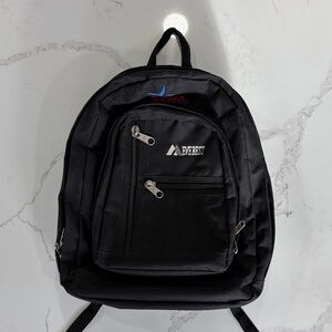 Everest Black Durable Backpack with Zip Pockets